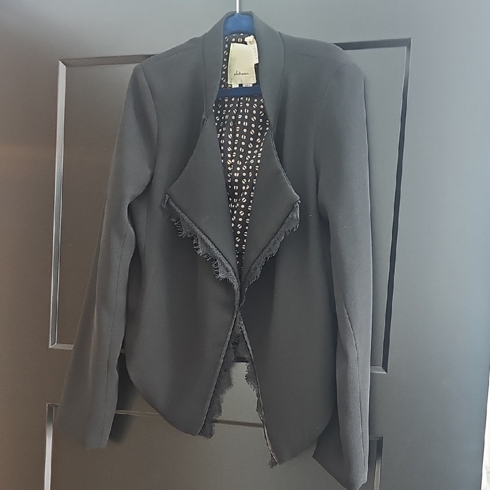 Elegant Black Jacket with Fringe Detail